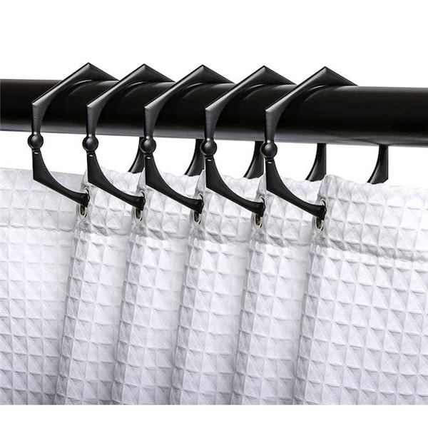 Utopia Alley Utopia Alley HK9BK Shower Curtain Rings for Bathroom; Black - Set of 12 HK9BK - main